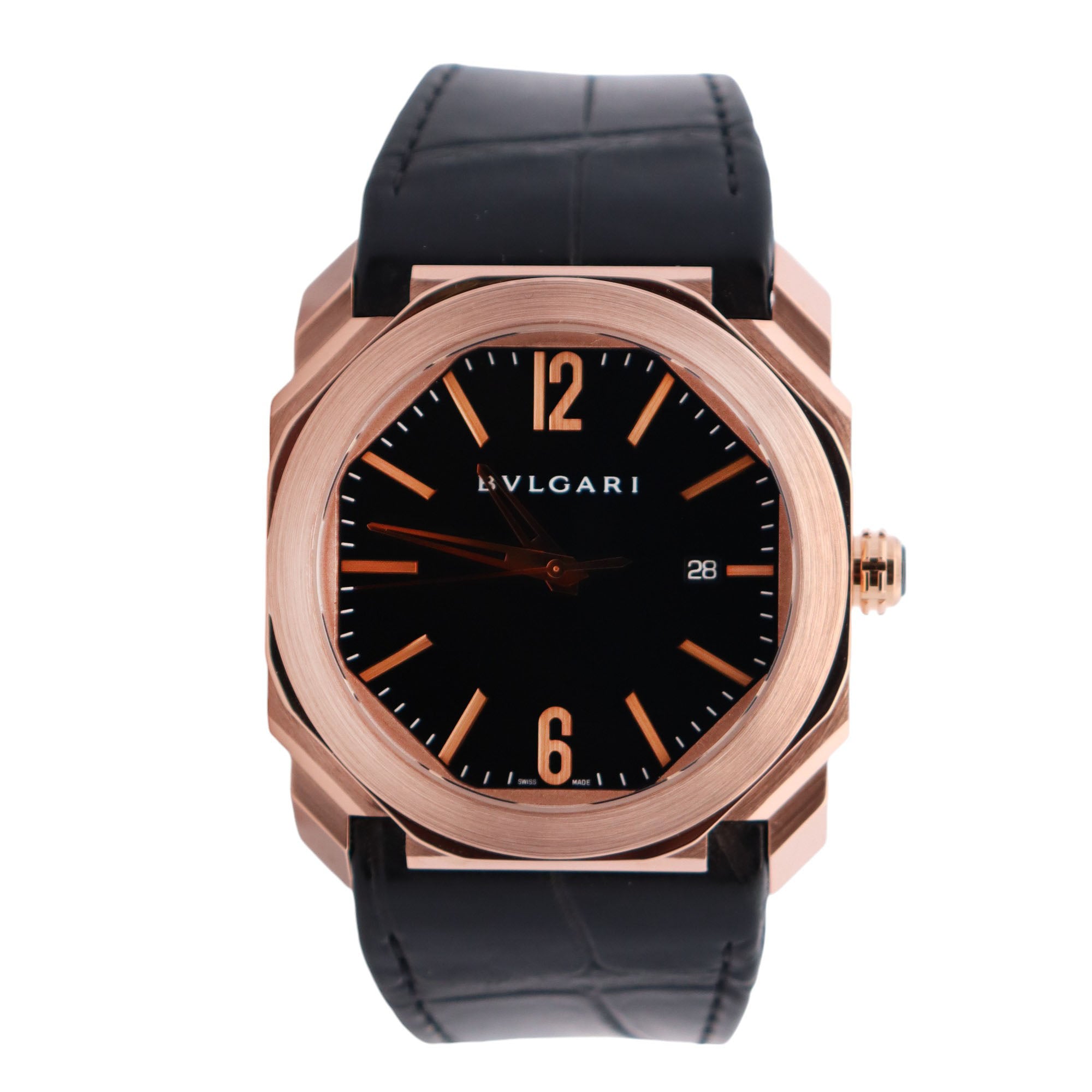 Bvlgari Octo 41mm Rose Gold Black Dial Ref# 102250 BGO P 41 G - Happy Jewelers Fine Jewelry Lifetime Warranty