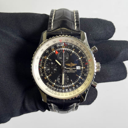 Breitling Navitimer Chronograph GMT 46mm Black Dial Watch Ref# A2432212/B726 - Happy Jewelers Fine Jewelry Lifetime Warranty