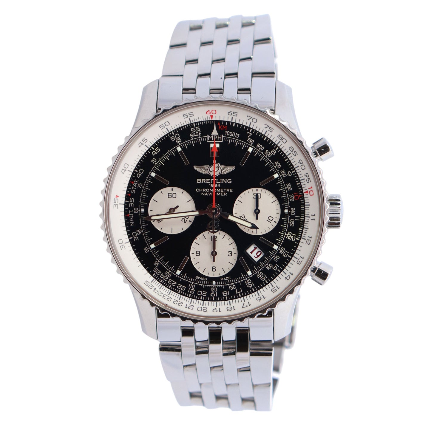 Breitling Navitimer 43mm Black Dial Watch Ref# AB0121