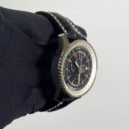 Breitling Navitimer Chronograph GMT 46mm Black Dial Watch Ref# A2432212/B726 - Happy Jewelers Fine Jewelry Lifetime Warranty