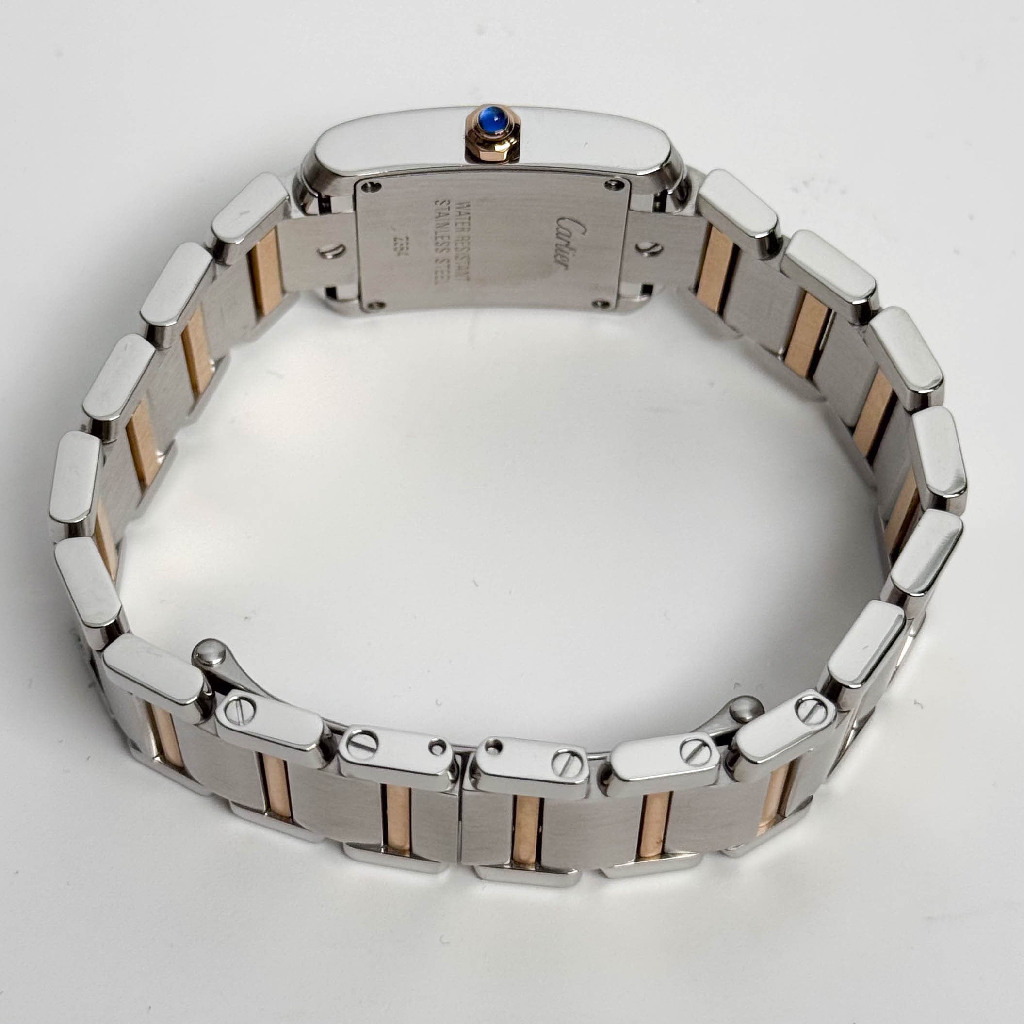 Cartier Tank Francaise 20mm Two Tone Stainless Steel Rose Gold Pink MOP Dial Watch Ref# W51027Q4 - Happy Jewelers Fine Jewelry Lifetime Warranty