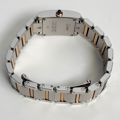 Cartier Tank Francaise 20mm Two Tone Stainless Steel Rose Gold Pink MOP Dial Watch Ref# W51027Q4 - Happy Jewelers Fine Jewelry Lifetime Warranty
