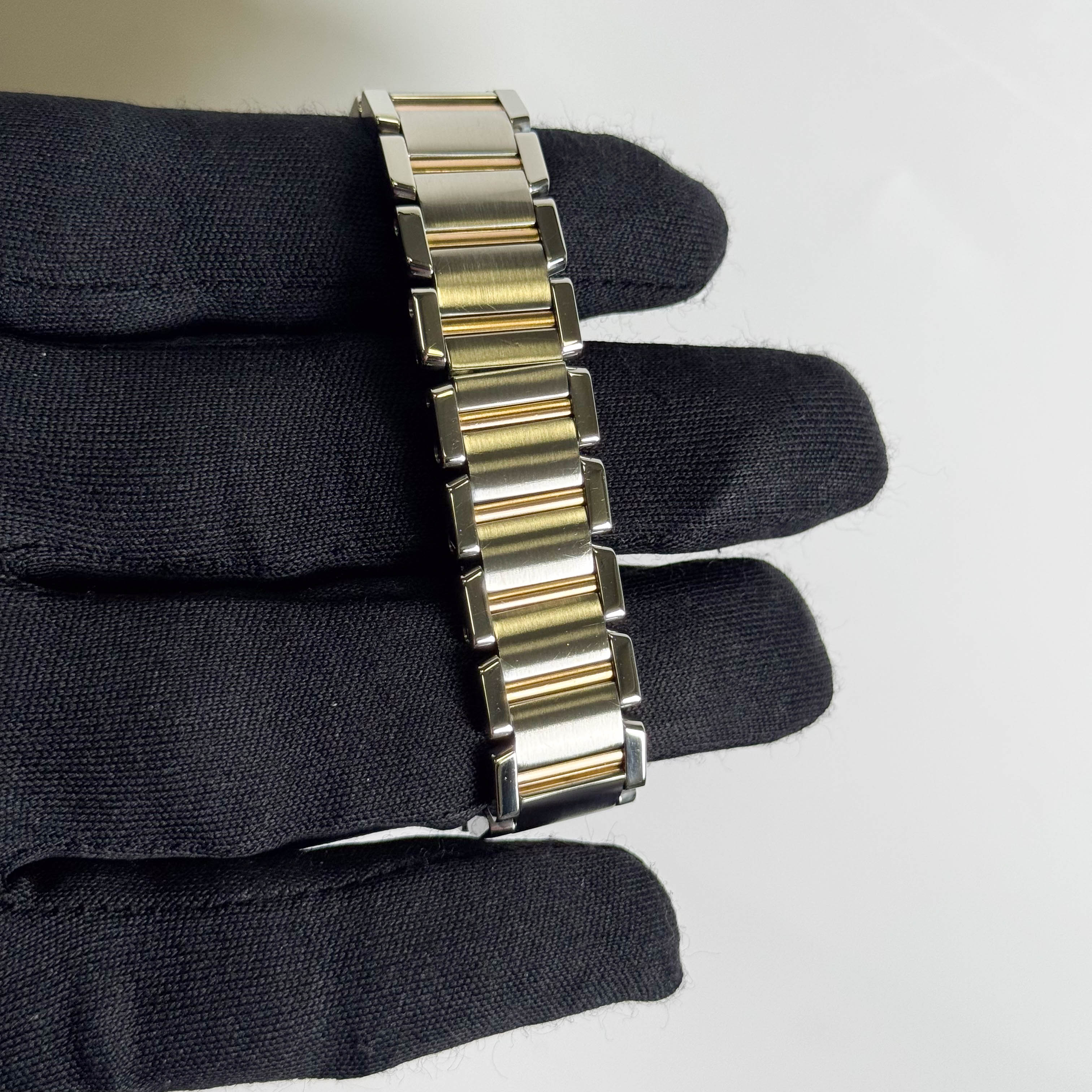 Cartier Tank Francaise 20mm Two Tone Stainless Steel Rose Gold Pink MOP Dial Watch Ref# W51027Q4 - Happy Jewelers Fine Jewelry Lifetime Warranty