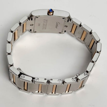 Cartier Tank Francaise 20mm Two Tone Stainless Steel Rose Gold Pink MOP Dial Watch Ref# W51027Q4 - Happy Jewelers Fine Jewelry Lifetime Warranty