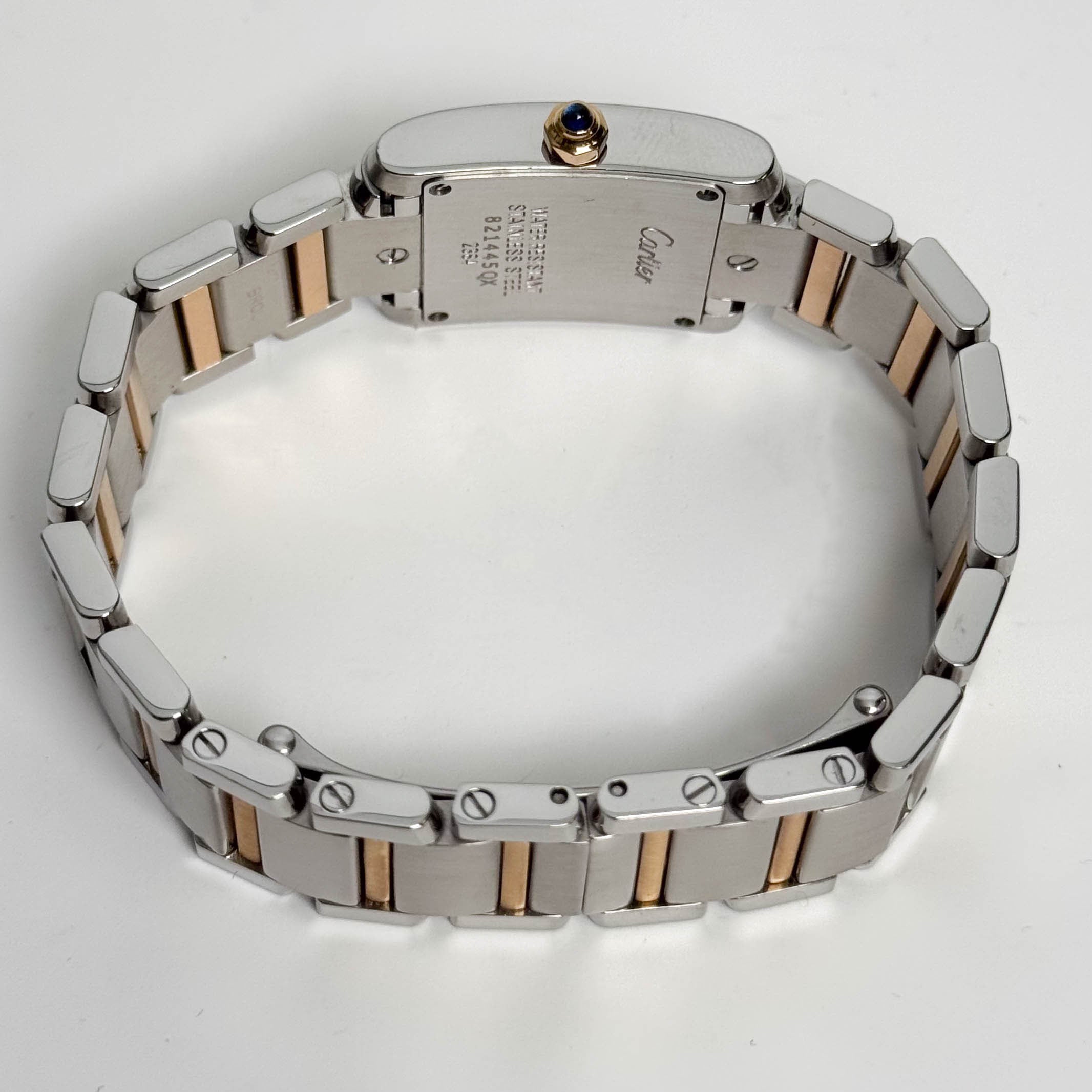 Cartier Tank Francaise 20mm Two Tone Stainless Steel Rose Gold Pink MOP Dial Watch Ref# W51027Q4 - Happy Jewelers Fine Jewelry Lifetime Warranty