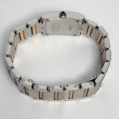 Cartier Tank Francaise 20mm Two Tone Stainless Steel Rose Gold Pink MOP Dial Watch Ref# W51027Q4 - Happy Jewelers Fine Jewelry Lifetime Warranty
