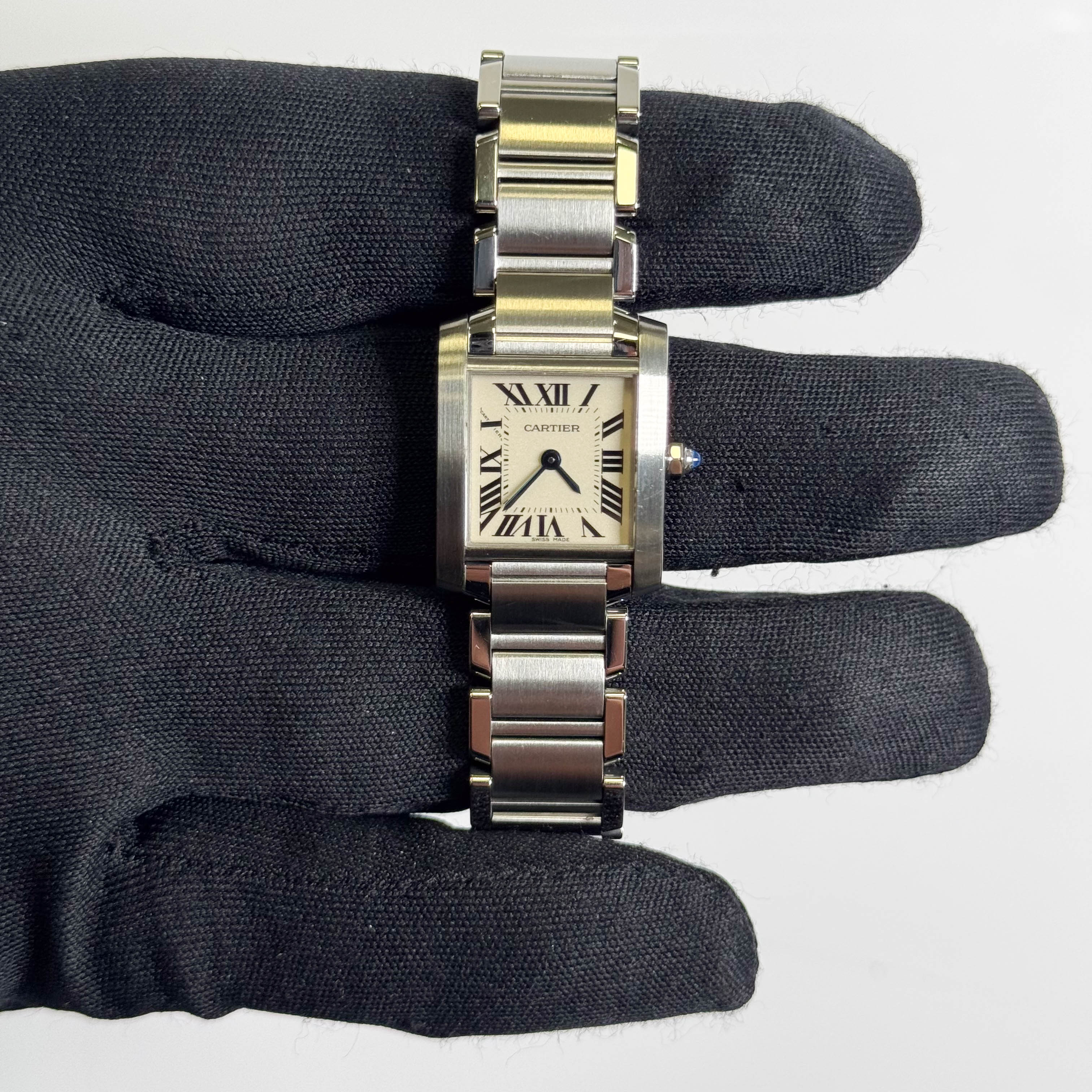 Cartier Tank Stainless Steel 20mm Ivory Dial Watch Ref# W51008Q3 - Happy Jewelers Fine Jewelry Lifetime Warranty