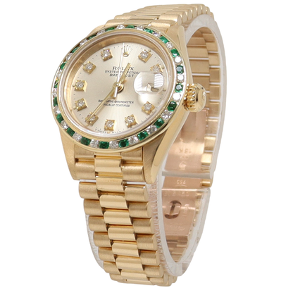 Rolex Datejust Yellow Gold 26mm Silver Diamond Dial Watch Reference#: 69168 - Happy Jewelers Fine Jewelry Lifetime Warranty