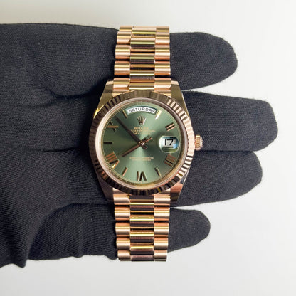 Rolex Day-Date 40mm Olive Dial Watch Ref# 228235