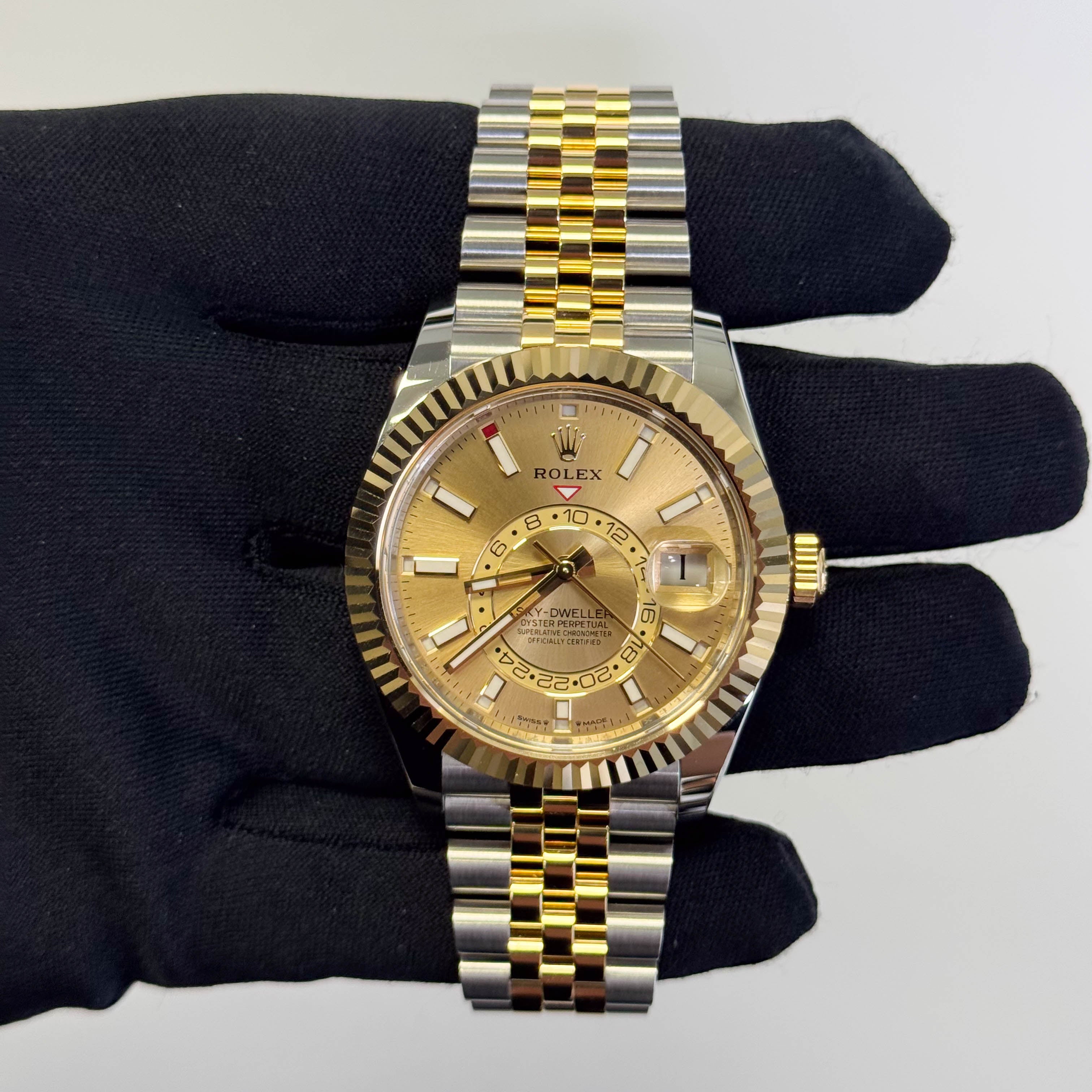 Rolex Sky-Dweller 42mm Champagne Dial Watch Ref# 336933 - Happy Jewelers Fine Jewelry Lifetime Warranty