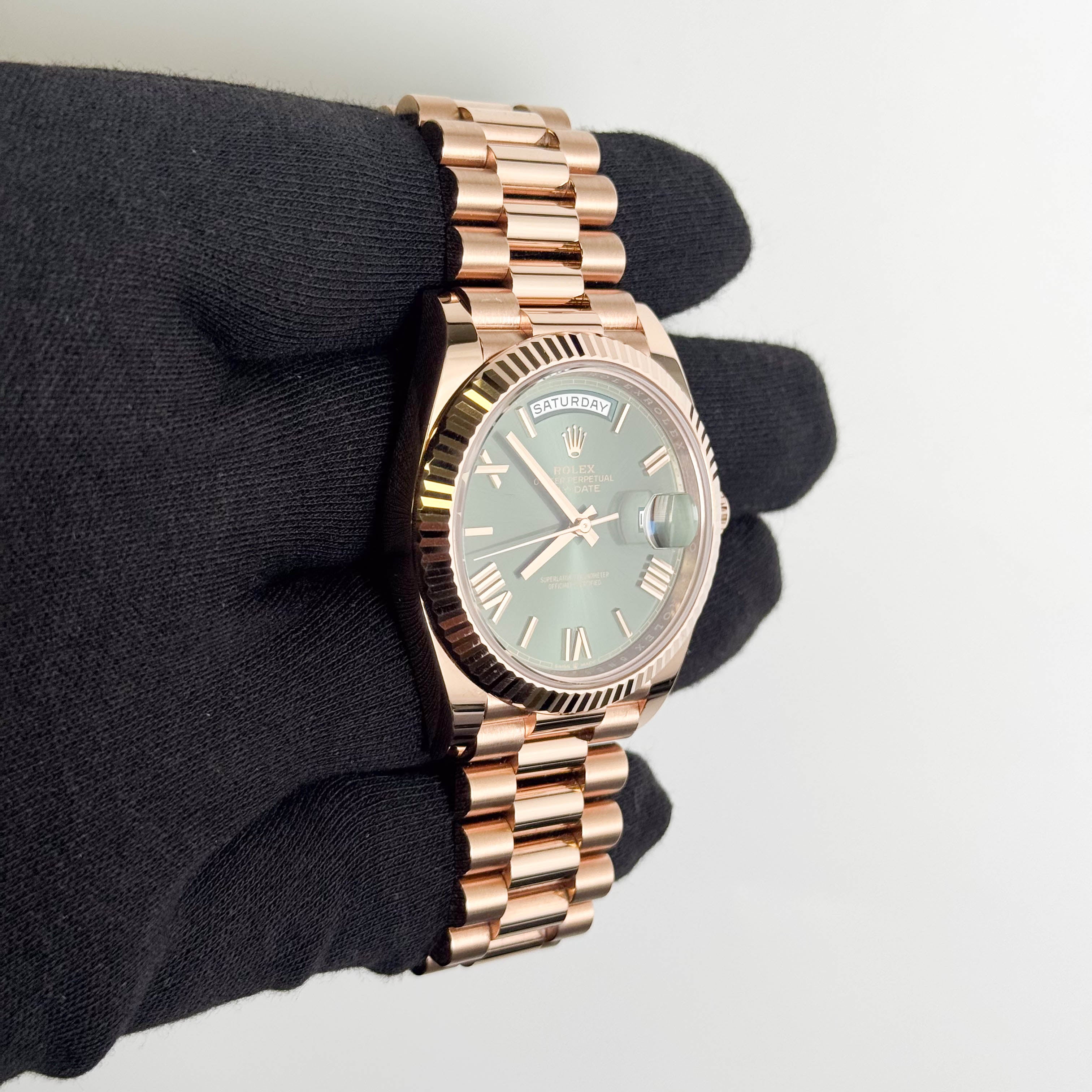 Rolex Day-Date 40mm Olive Dial Watch Ref# 228235