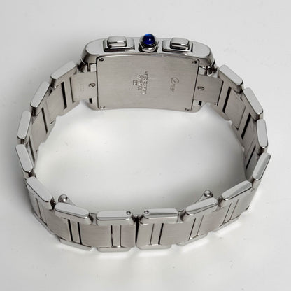 Cartier Tank Francaise Chronoreflex Stainless Steel 29mm White Dial Watch Ref# W51001Q3 - Happy Jewelers Fine Jewelry Lifetime Warranty
