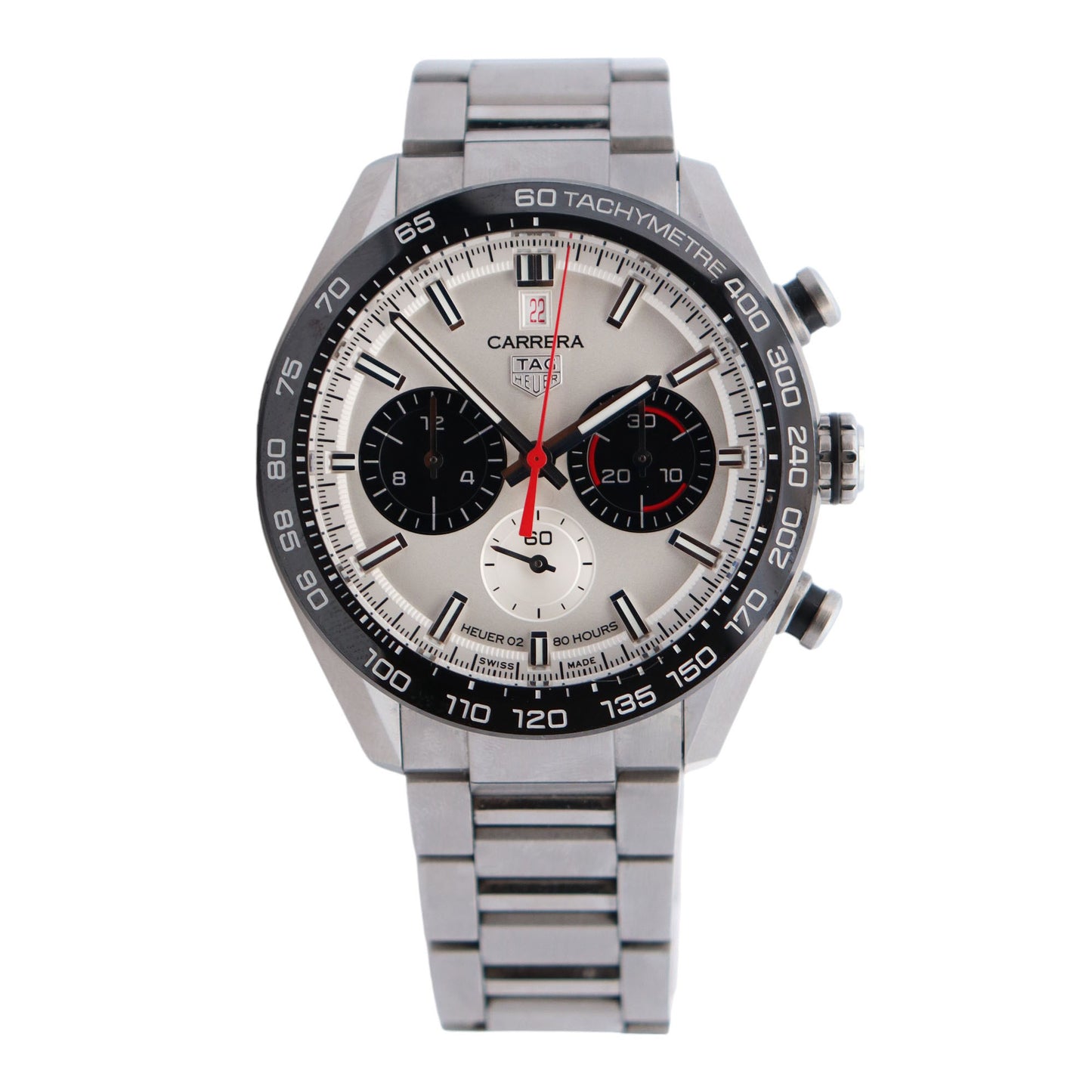 Tag Heuer Carrera 44mm White Dial Watch Ref# CBN2A1D