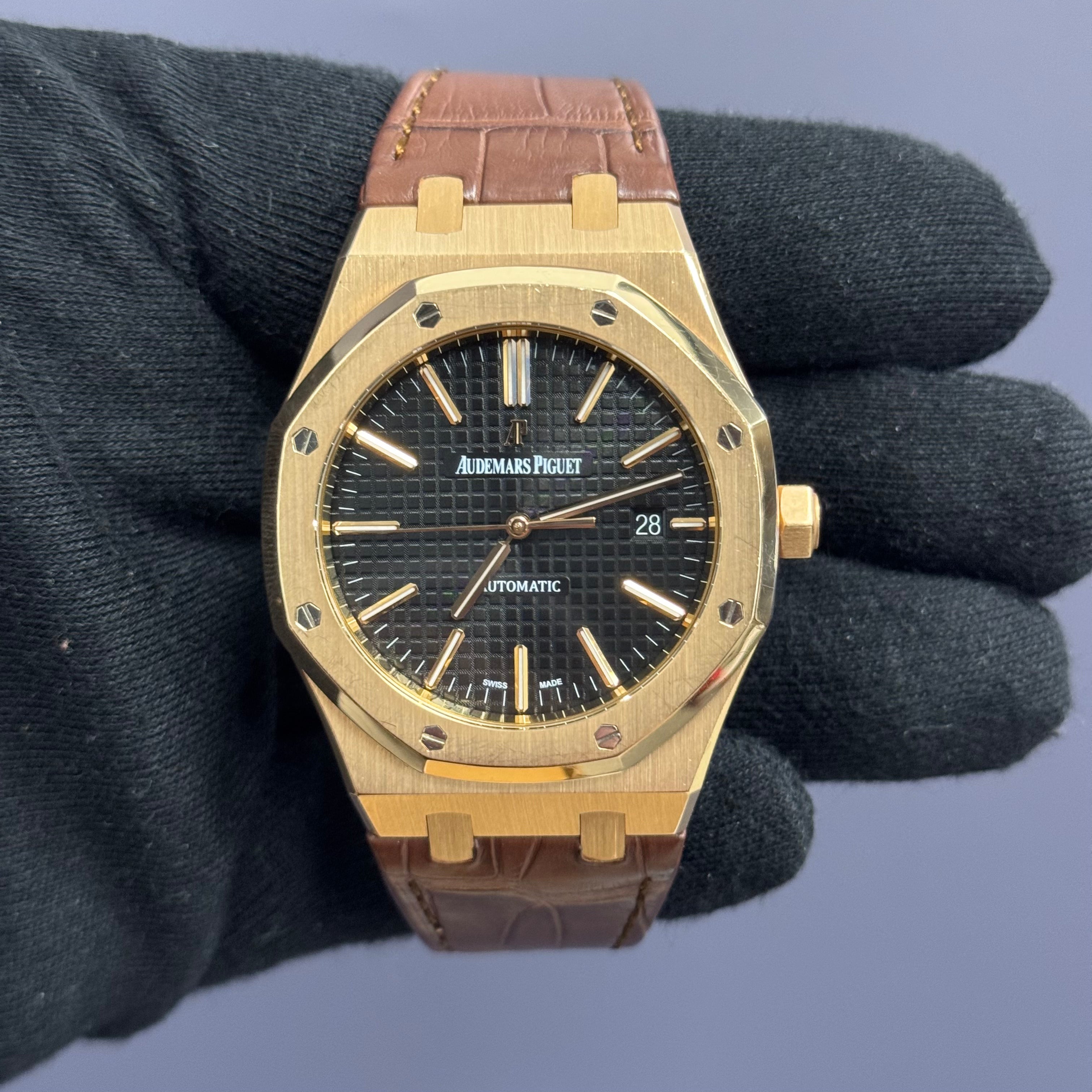 Audemars Piguet Royal Oak 41mm Rose Gold Black Dial Ref# 15400OR - Happy Jewelers Fine Jewelry Lifetime Warranty