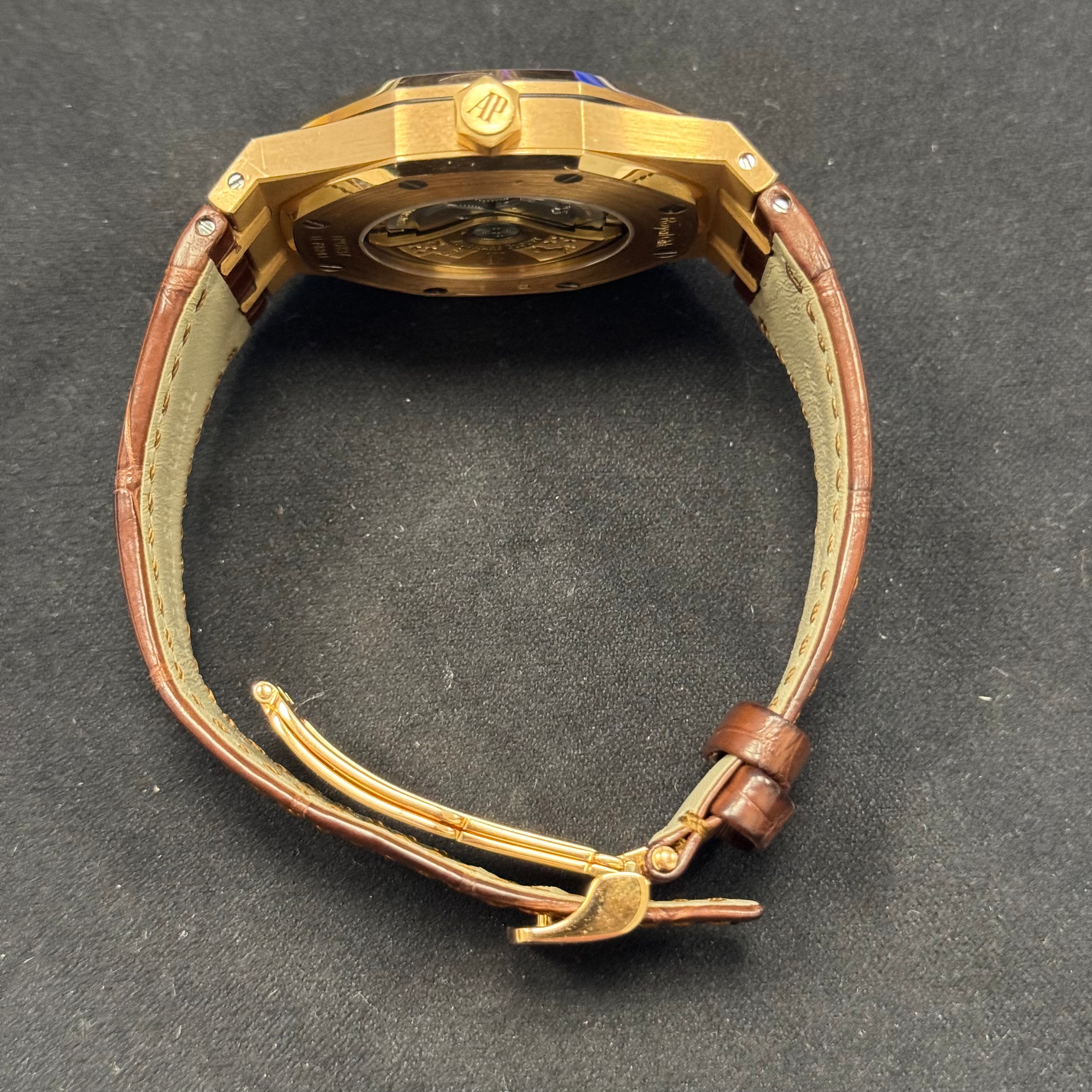 Audemars Piguet Royal Oak 41mm Rose Gold Black Dial Ref# 15400OR - Happy Jewelers Fine Jewelry Lifetime Warranty