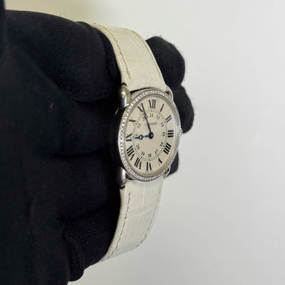 Cartier Ronde Louis 28mm 18K White Gold Ivory Roman Dial Watch Ref# WR000251