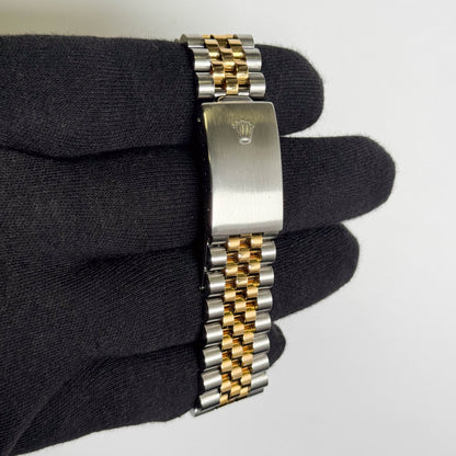 Rolex Datejust Two Tone Steel & Yellow Gold Champagne Stick Dial Watch Reference #: 16013 - Happy Jewelers Fine Jewelry Lifetime Warranty