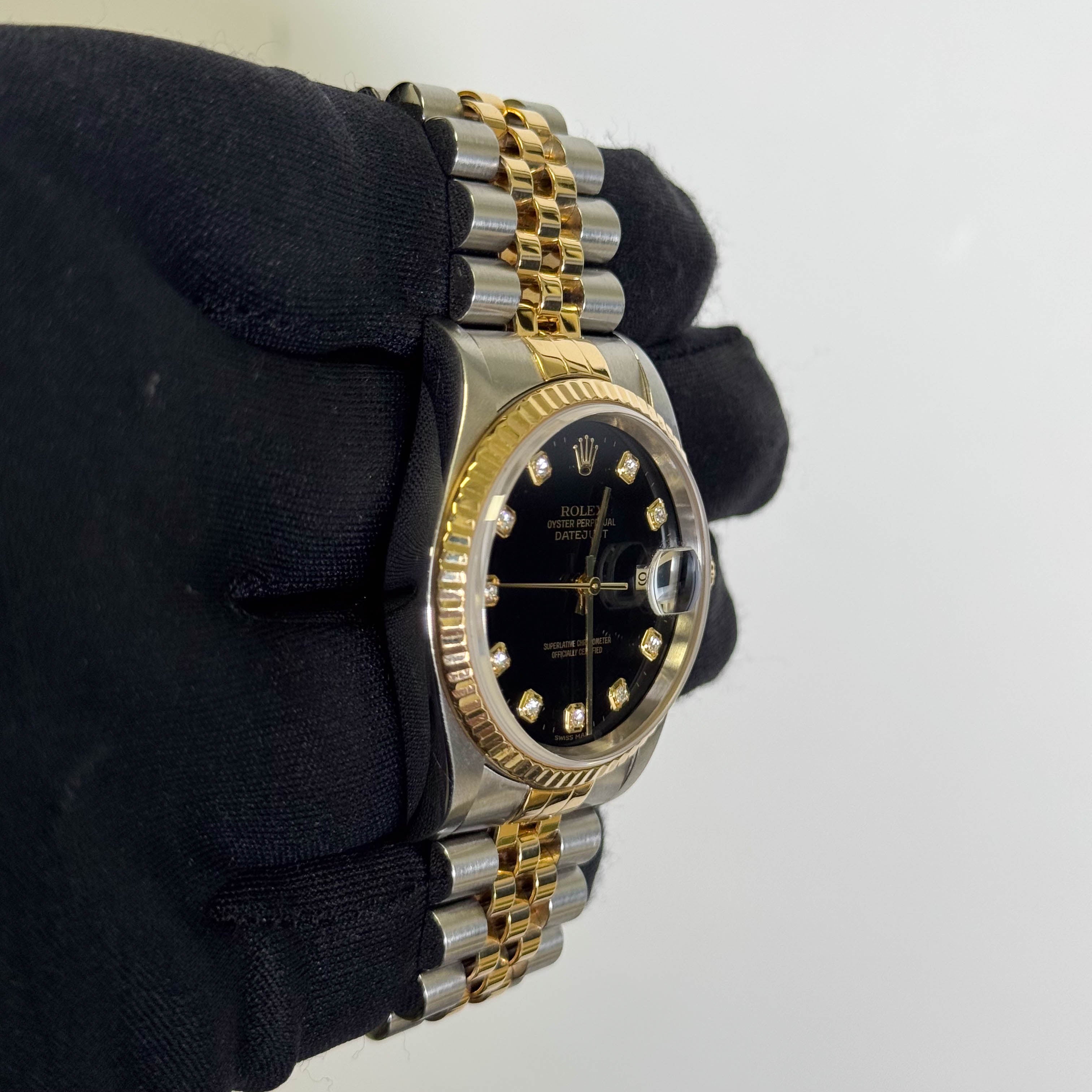 Rolex Datejust 36mm Black Dial Watch Ref# 16233