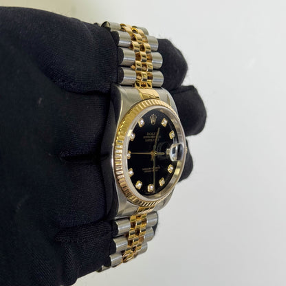 Rolex Datejust 36mm Black Dial Watch Ref# 16233