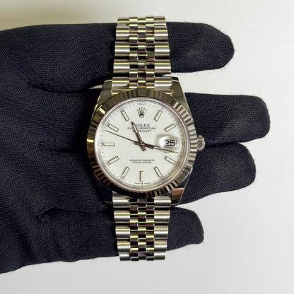 Rolex Datejust 41mm White Dial Watch Ref# 126334 - Happy Jewelers Fine Jewelry Lifetime Warranty