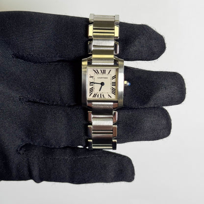 Cartier Tank Stainless Steel 20mm Ivory Dial Watch Ref# W51008Q3 - Happy Jewelers Fine Jewelry Lifetime Warranty