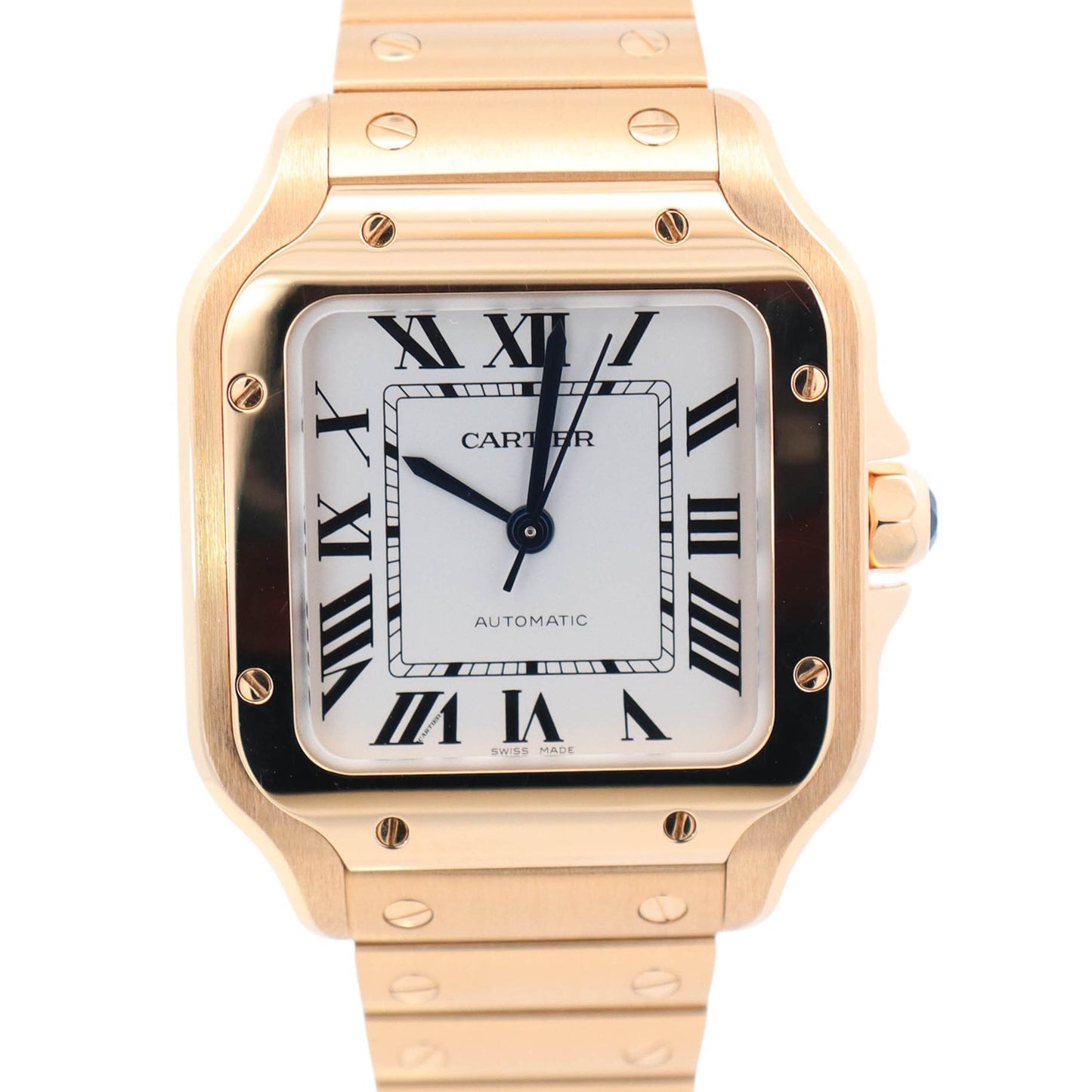 Cartier Santos 35mm Yellow Gold White Dial Watch Ref# WGSA0030