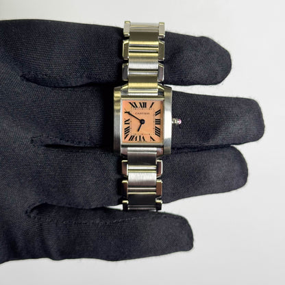 Cartier Tank Francaise Stainless Steel 20mm MOP Dial Watch Ref# W51028Q3 - Happy Jewelers Fine Jewelry Lifetime Warranty