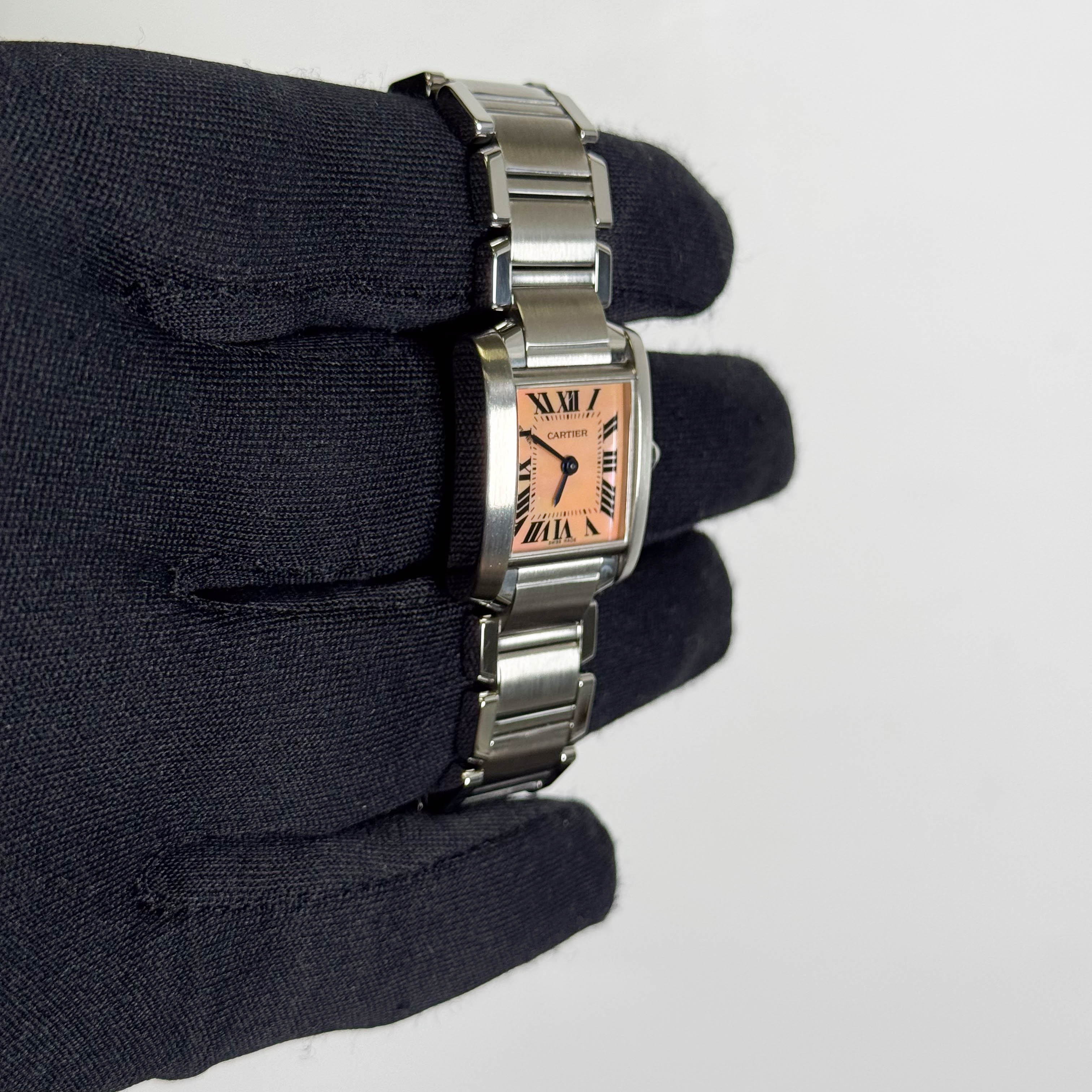 Cartier Tank Francaise Stainless Steel 20mm MOP Dial Watch Ref# W51028Q3 - Happy Jewelers Fine Jewelry Lifetime Warranty