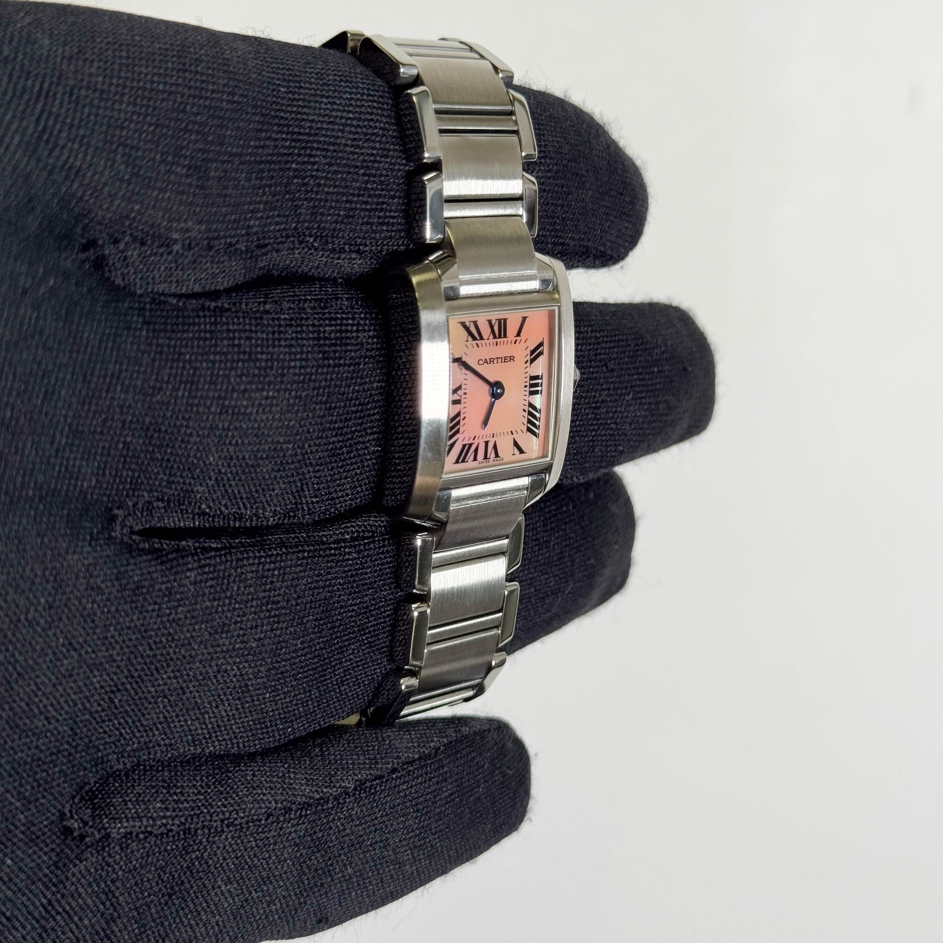 Cartier Tank Francaise Stainless Steel 20mm MOP Dial Watch Ref# W51028Q3 - Happy Jewelers Fine Jewelry Lifetime Warranty