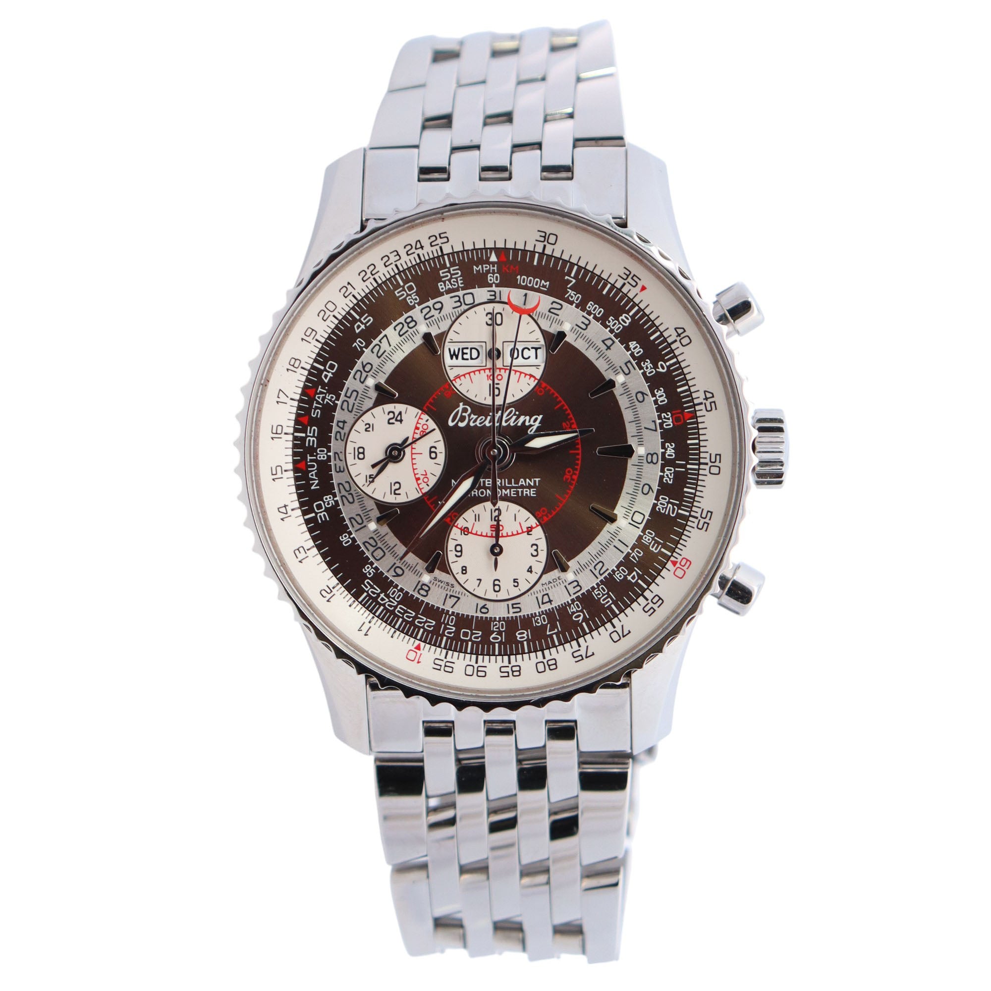 Breitling Montbrillant 43mm Brown/Silver Dial Watch Ref# A21330 - Happy Jewelers Fine Jewelry Lifetime Warranty