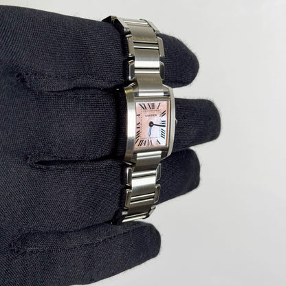 Cartier Tank Francaise Stainless Steel 20mm MOP Dial Watch Ref# W51028Q3 - Happy Jewelers Fine Jewelry Lifetime Warranty