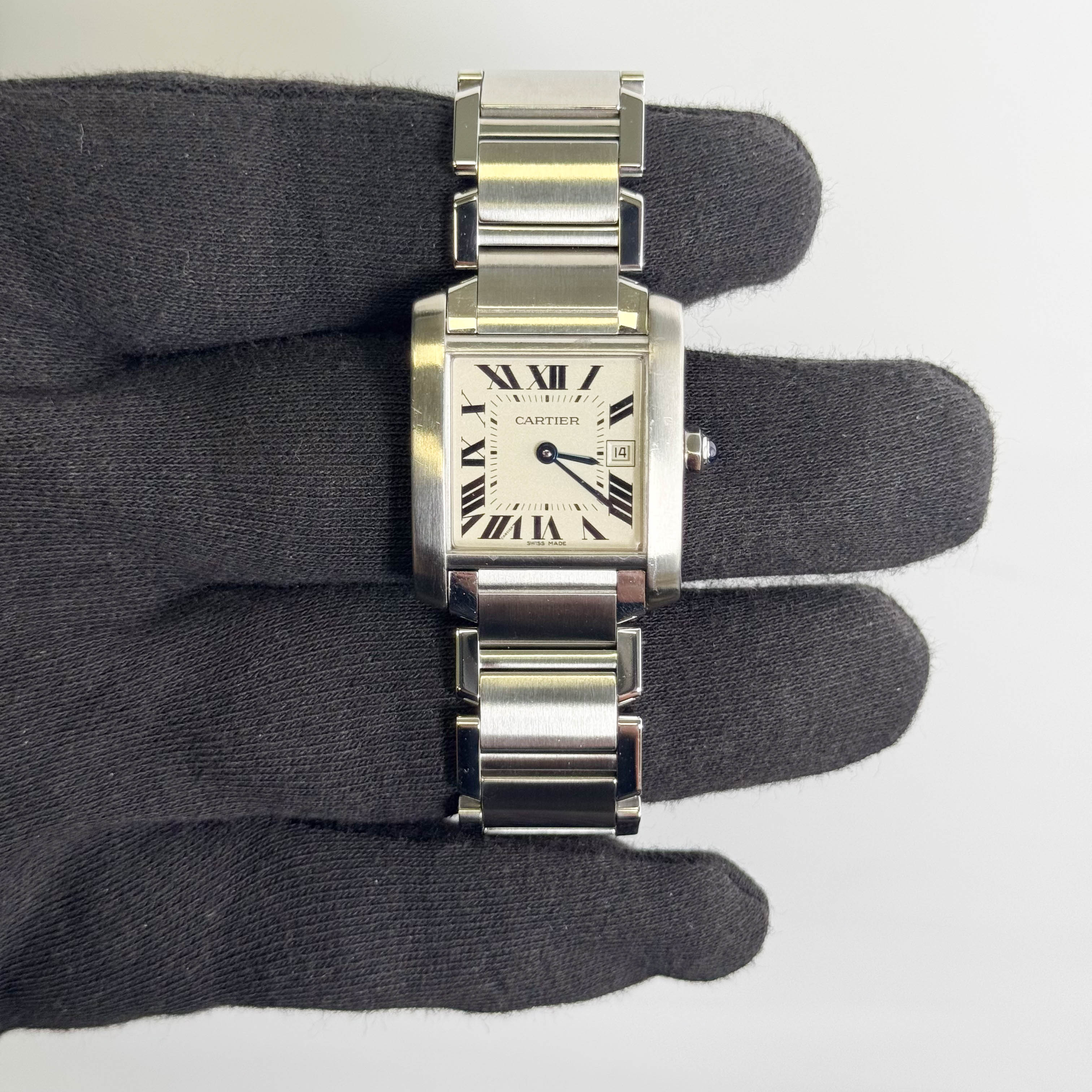Cartier Tank Stainless Steel 25mm White/Ivory Dial Watch Ref# W51011Q3 - Happy Jewelers Fine Jewelry Lifetime Warranty
