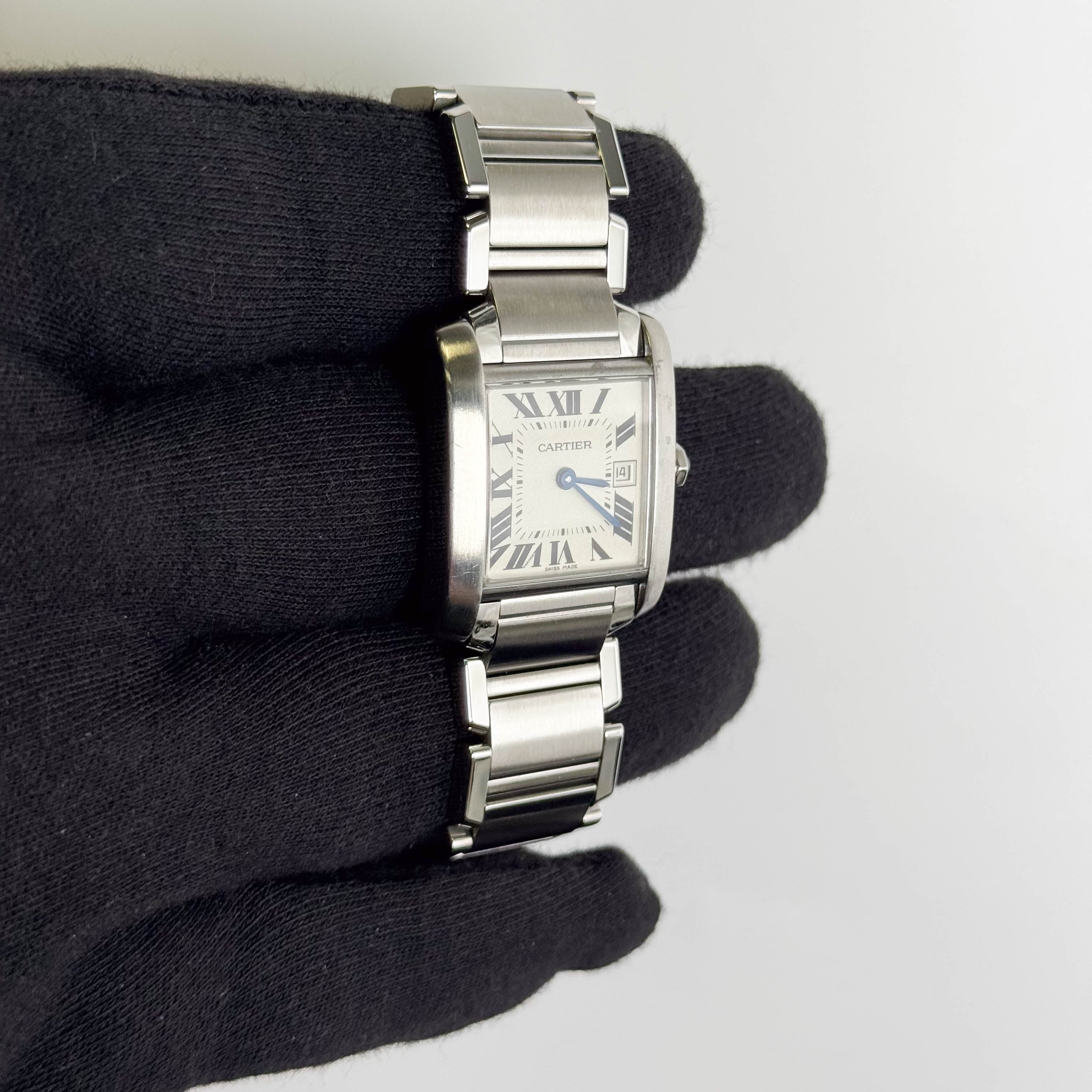 Cartier Tank Stainless Steel 25mm White/Ivory Dial Watch Ref# W51011Q3 - Happy Jewelers Fine Jewelry Lifetime Warranty