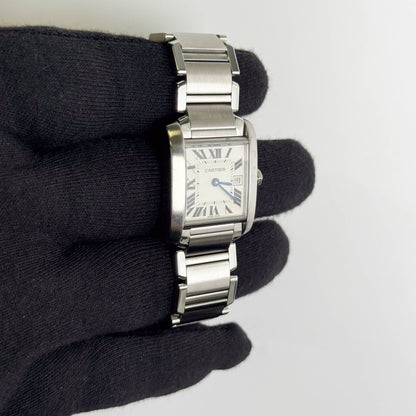 Cartier Tank Stainless Steel 25mm White/Ivory Dial Watch Ref# W51011Q3 - Happy Jewelers Fine Jewelry Lifetime Warranty
