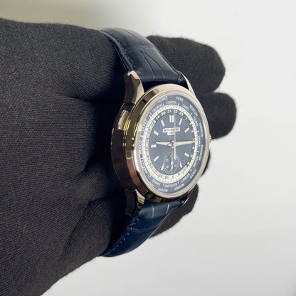 Patek Philippe World Time 39.5mm Blue Dial Watch Ref# 5930G-010