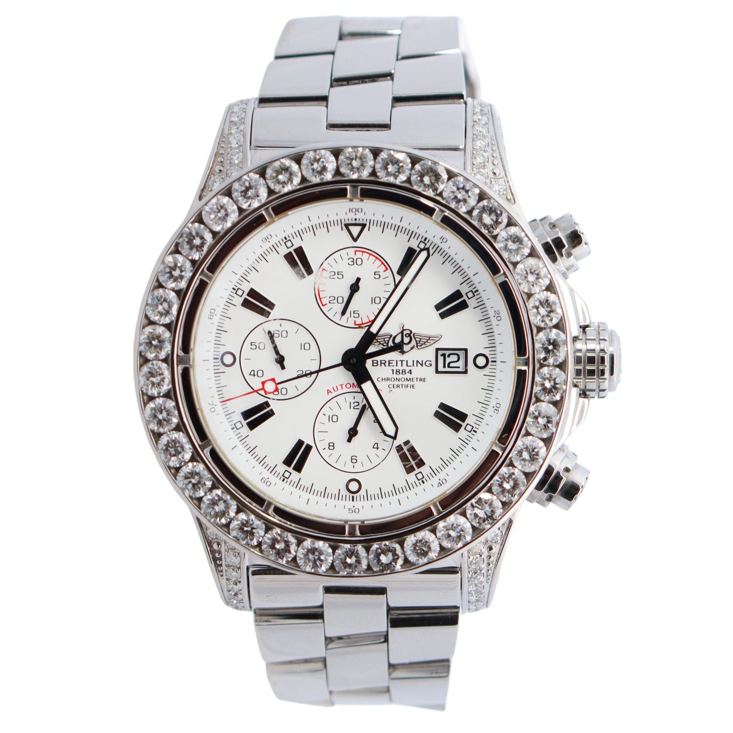 Breitling Super Avenger 48mm White Dial Watch Ref# A13370