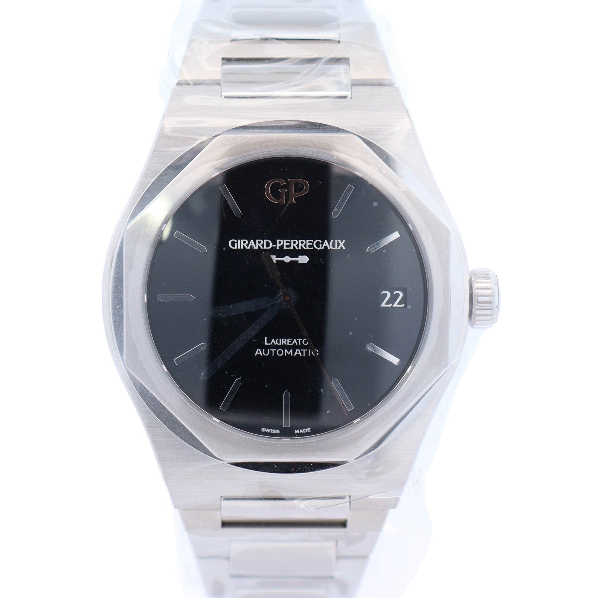 Girard Perregaux Laureato 42mm Stainless Steel Black Stick Dial Watch Ref# 81010-11-636-11A - Happy Jewelers Fine Jewelry Lifetime Warranty