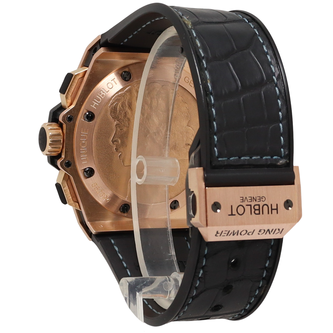 Hublot King Power "Diego Maradona" Rose Gold 48mm Black & Blue Chronograph Dial Watch Reference#: 716.OM.1129.RX - Happy Jewelers Fine Jewelry Lifetime Warranty