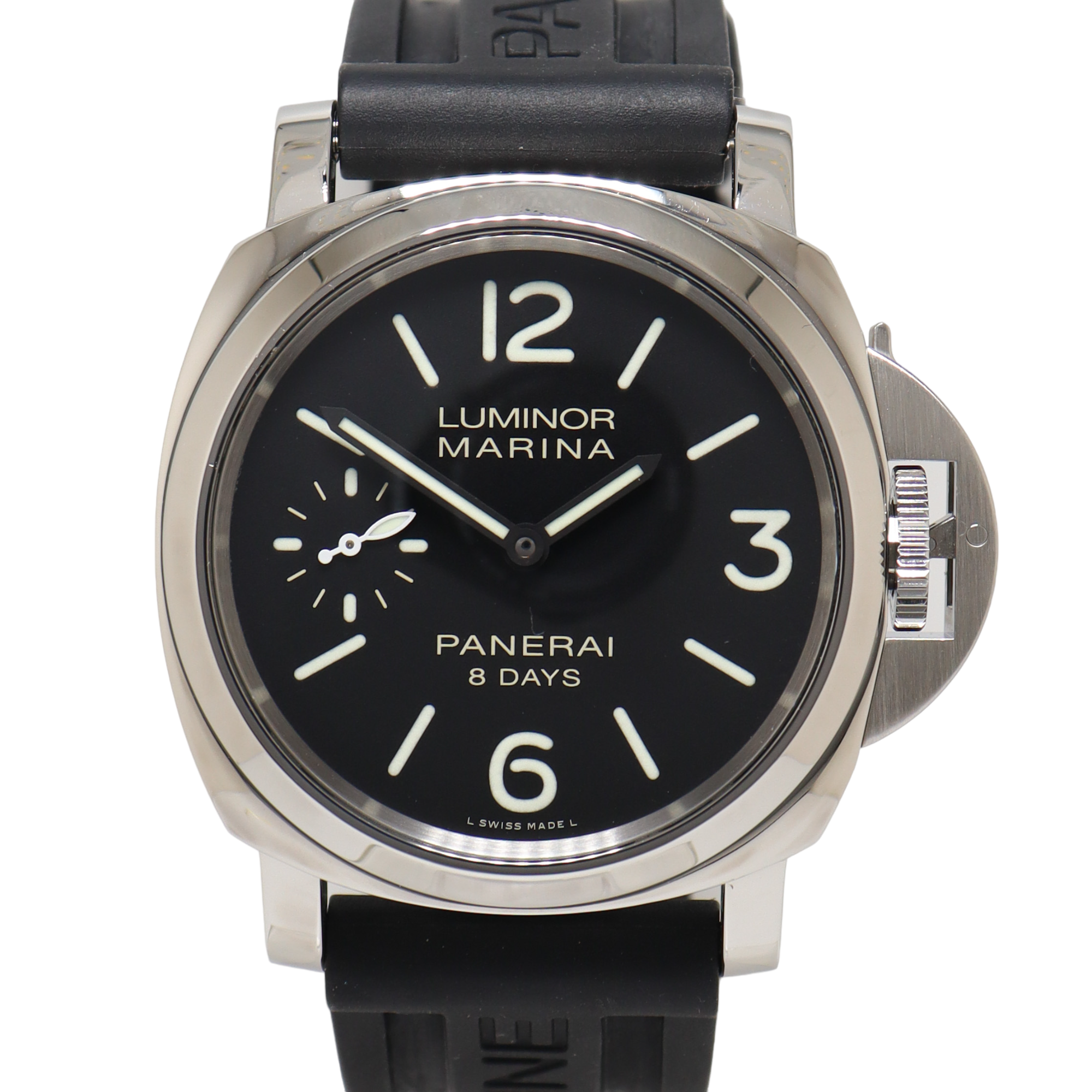 Panerai Luminor 8 Days Stainless Steel 44mm Black Roman & Stick Dial Watch Reference#: PAM00510 - Happy Jewelers Fine Jewelry Lifetime Warranty