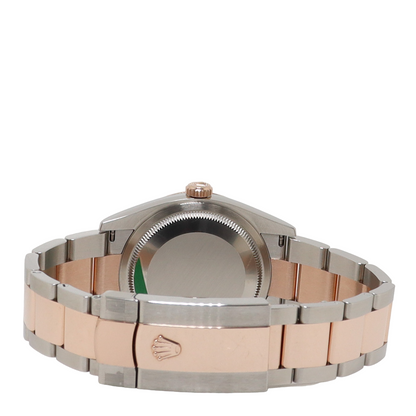 Rolex Datejust Two Tone Everose Gold & Steel 36mm Silver Palm Motif Index Dial Watch Reference#: 126231 - Happy Jewelers Fine Jewelry Lifetime Warranty