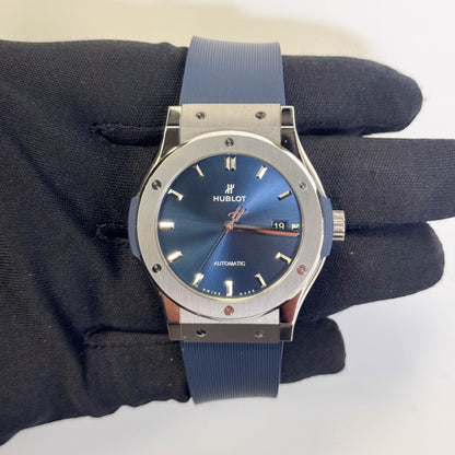 Hublot Classic Fusion 42mm Blue Dial Watch Ref# 542.NX.7170.RX - Happy Jewelers Fine Jewelry Lifetime Warranty