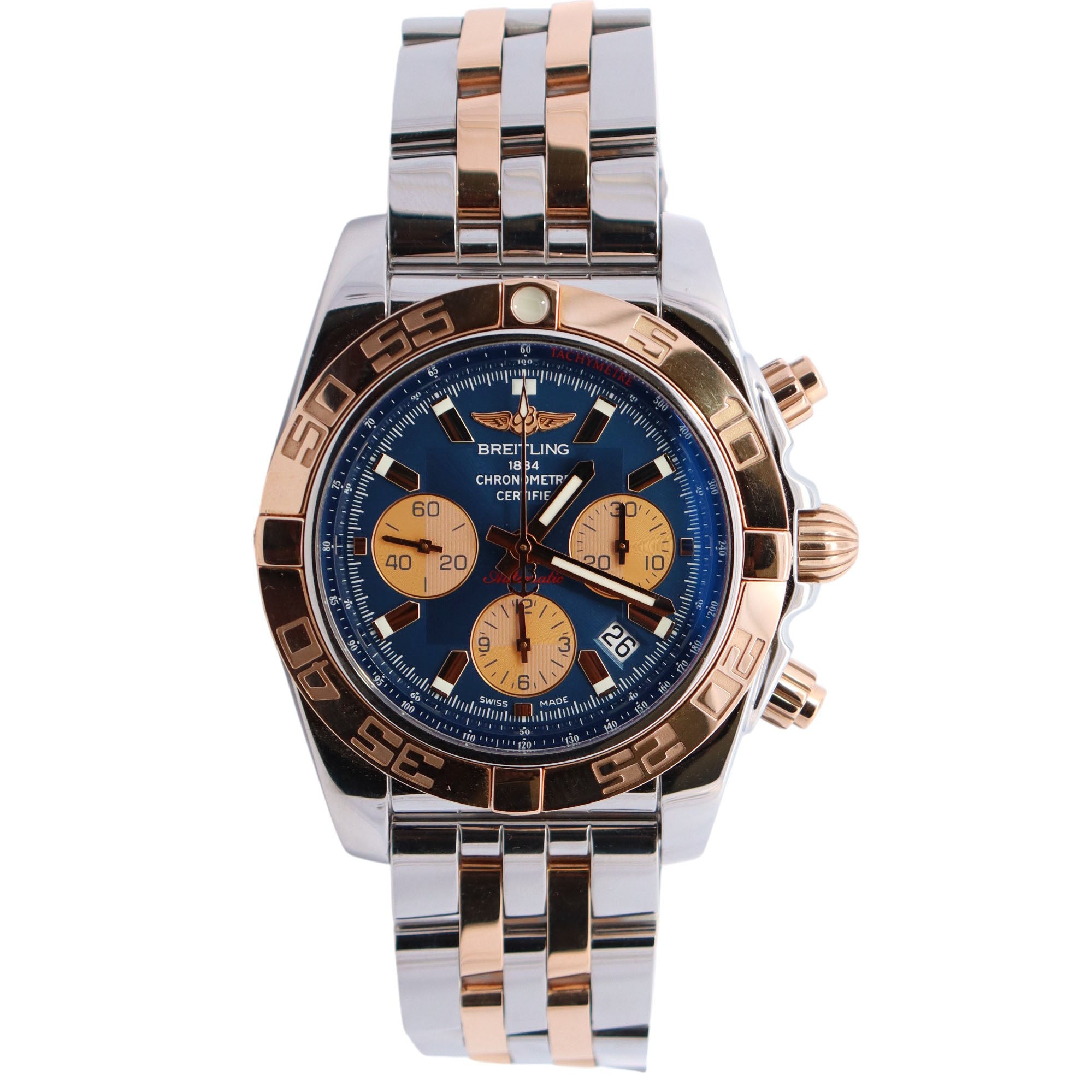 Breitling Chronomat 44mm Blue Dial Watch Ref# CB0110 - Happy Jewelers Fine Jewelry Lifetime Warranty