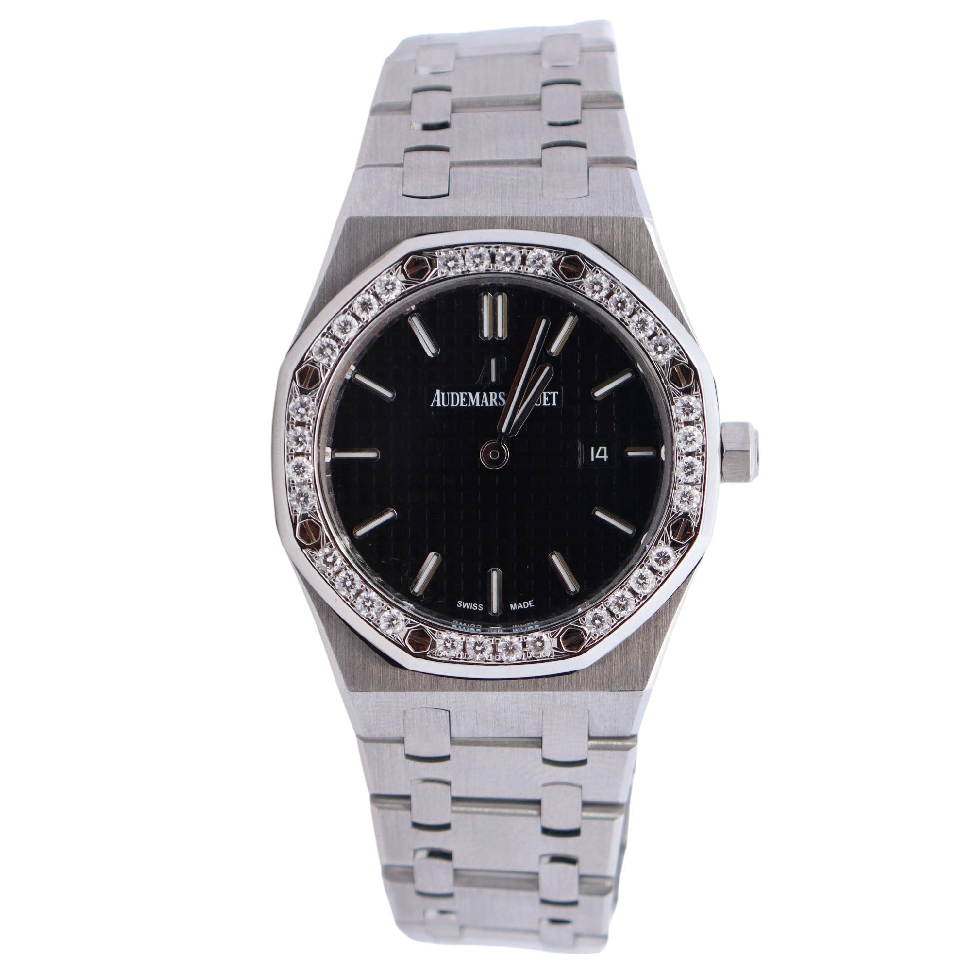 Audemars Piguet Royal Oak 33mm Black Dial Watch Ref# 67650ST.OO.1261ST.01 - Happy Jewelers Fine Jewelry Lifetime Warranty