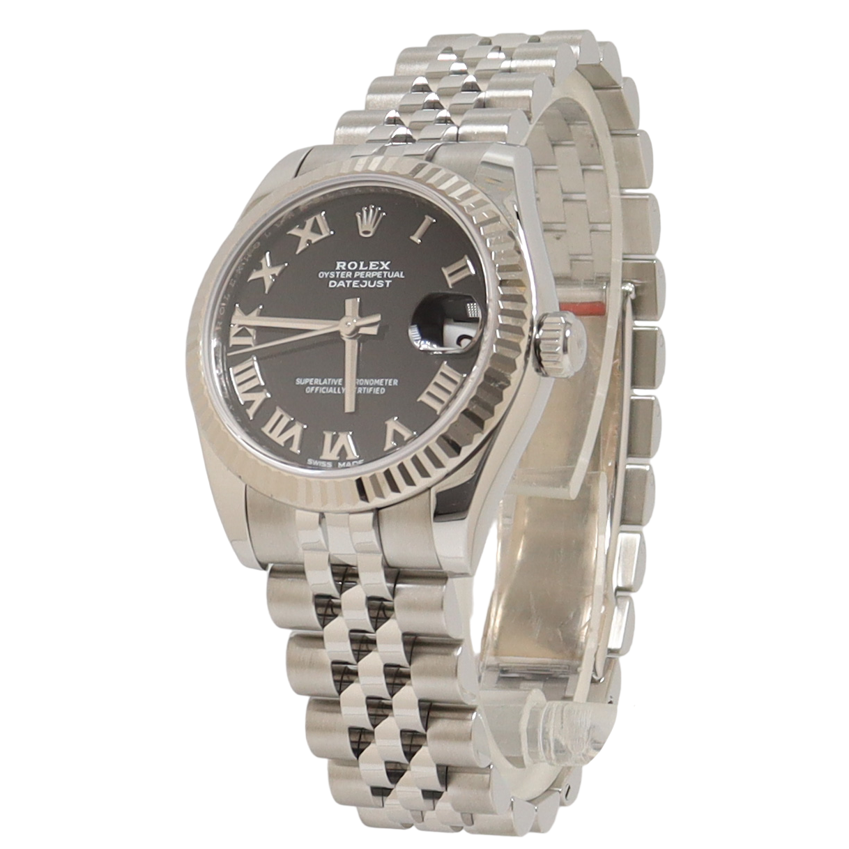 Rolex Datejust Stainless Steel 31mm Black Roman Dial Watch Reference# 178274 - Happy Jewelers Fine Jewelry Lifetime Warranty