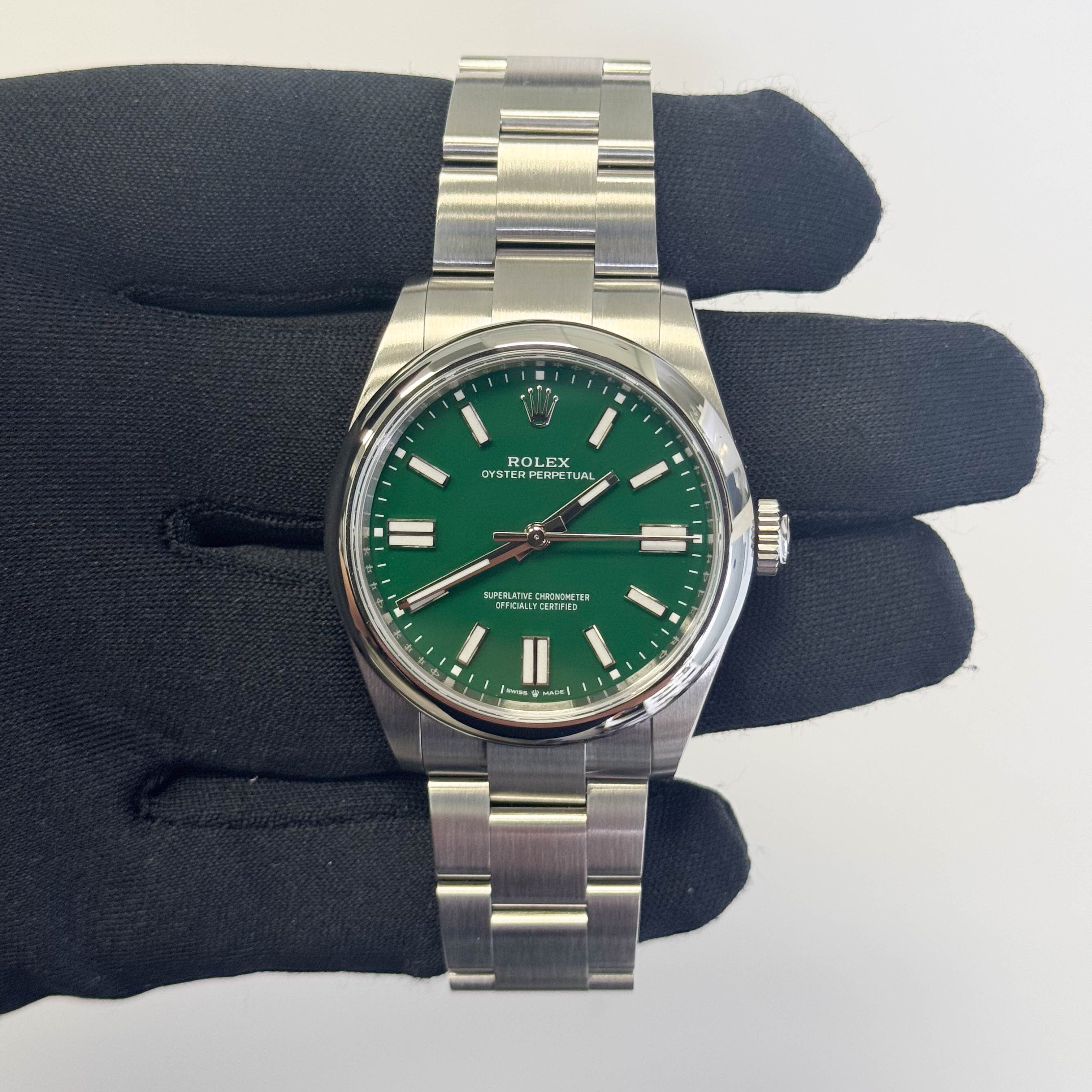 Rolex Oyster Perpetual 41mm Green Dial Watch Ref# 134300 - Happy Jewelers Fine Jewelry Lifetime Warranty