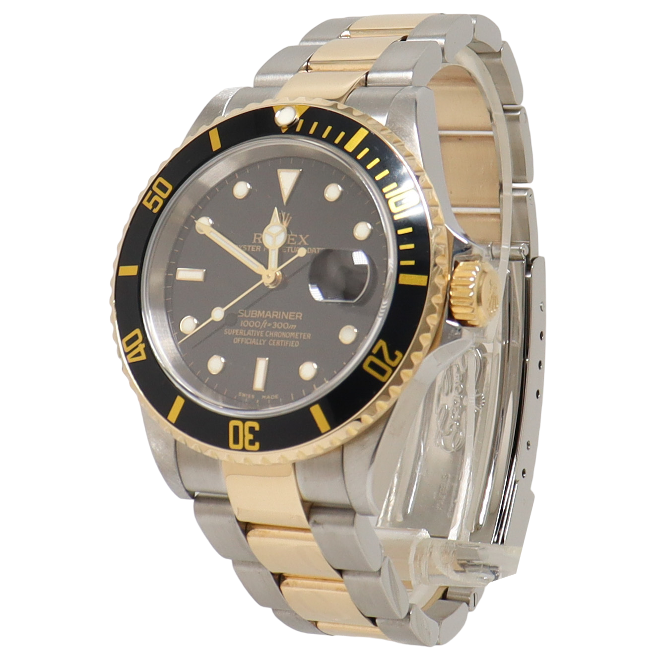 Rolex Submariner Two Tone Yellow Gold & Steel 40mm Black Dot Dial Watch Reference#: 16613 - Happy Jewelers Fine Jewelry Lifetime Warranty