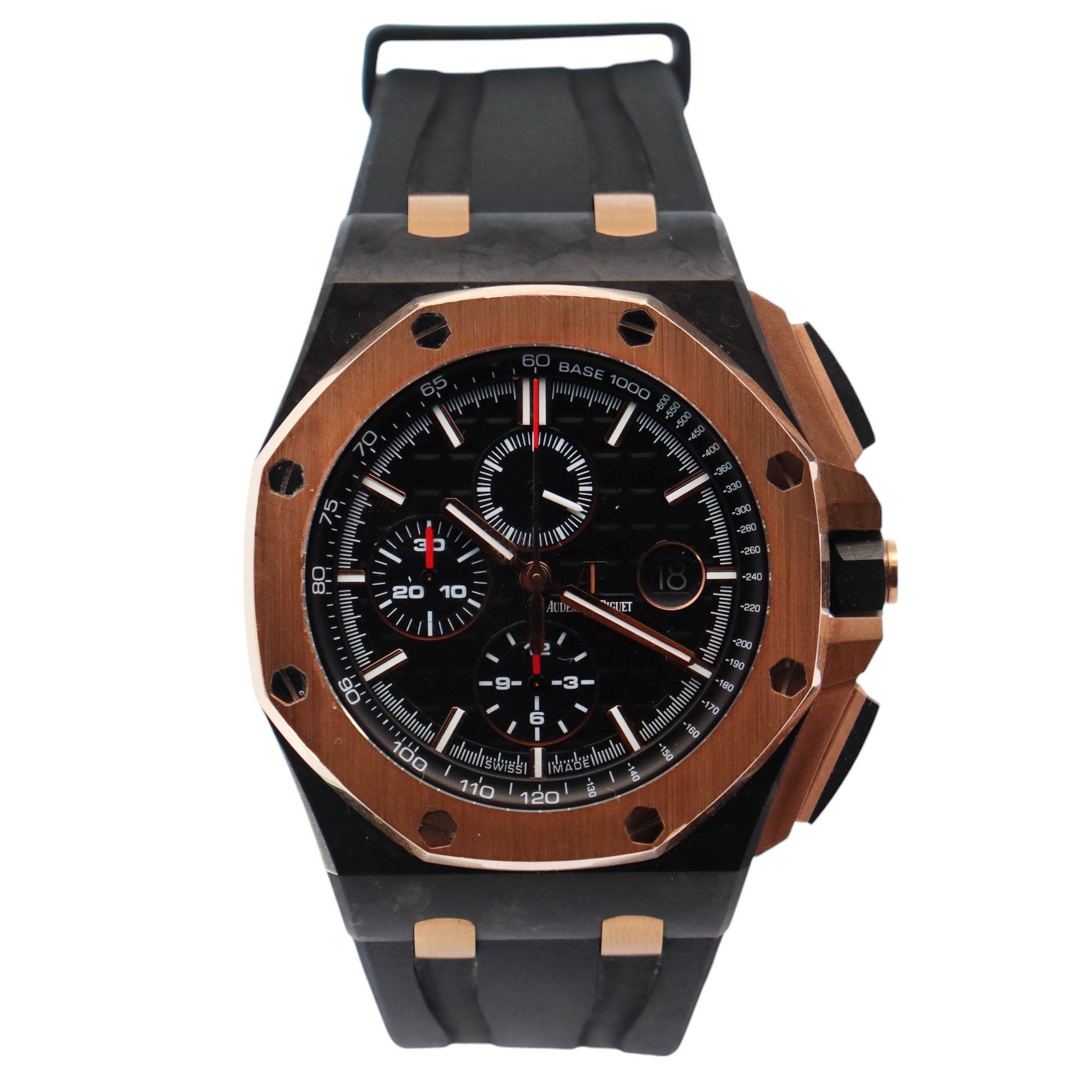 Audemars Piguet Royal Oak 44mm Black Dial Watch Ref# 26406FR.OO.A002CA.01 - Happy Jewelers Fine Jewelry Lifetime Warranty