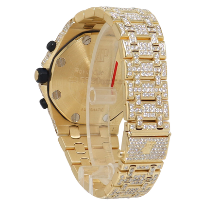 Audemars Piguet Royal Oak Offshore Yellow Gold 42mm Completely Iced Out Pave Chronograph Dial Watch Reference#: 25721BA.OO.1000BA.03 - Happy Jewelers Fine Jewelry Lifetime Warranty