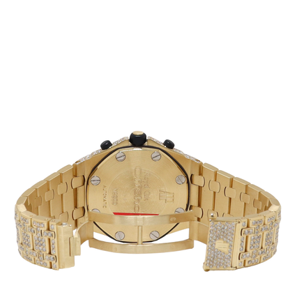 Audemars Piguet Royal Oak Offshore Yellow Gold 42mm Completely Iced Out Pave Chronograph Dial Watch Reference#: 25721BA.OO.1000BA.03 - Happy Jewelers Fine Jewelry Lifetime Warranty