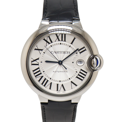 Cartier Ballon Blue Stainless Steel 42mm White Roman Dial Watch Reference#: WSBB0026 - Happy Jewelers Fine Jewelry Lifetime Warranty